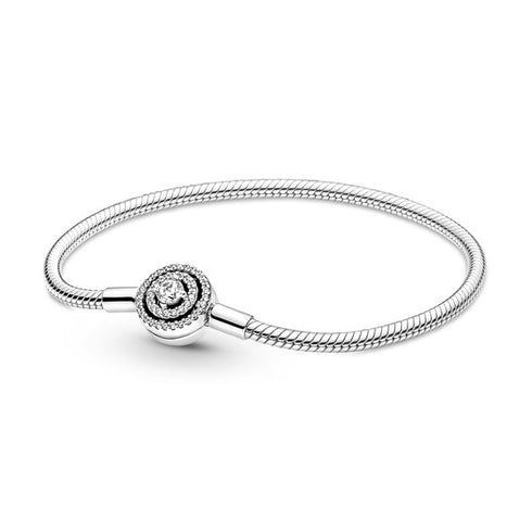 PANDORAPandora 590038C01 - 18 Moments Halo Snake Chain Bracelet – Sterling Silver, 18cmBIJOUXEcecile
