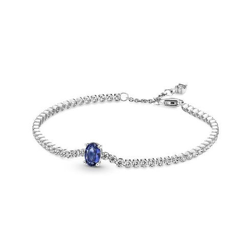 PANDORAPandora 590039C01 - 16 Sparkling Pavé Tennis Bracelet - Sterling Silver with Blue Crystal and Clear Cubic Zirconia, Size 16 cmBIJOUXEcecile