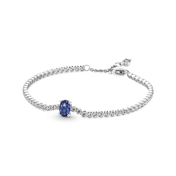 PANDORAPandora 590039C01 - 16 Sparkling Pavé Tennis Bracelet - Sterling Silver with Blue Crystal and Clear Cubic Zirconia, Size 16 cmBIJOUXEcecile