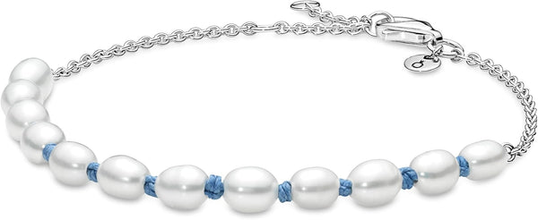 PANDORAPandora 591689C01 - 16 Freshwater Pearl Blue Cord Bracelet - Sterling Silver, 16 cmBIJOUXEcecile