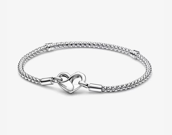PANDORAPandora 592453C00 - 18 Moments Studded Chain Bracelet - Sterling Silver, Heart Clasp, 18cmBIJOUXEcecile