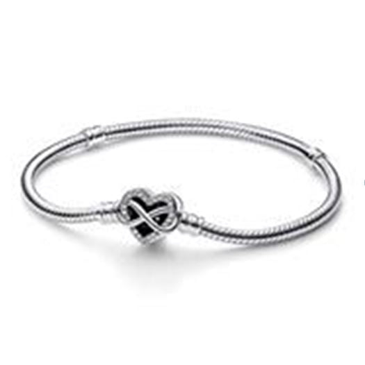 PANDORAPandora 592645C01 - 18 Infinity Heart Snake Chain Bracelet – Sterling Silver, 18cmBIJOUXEcecile
