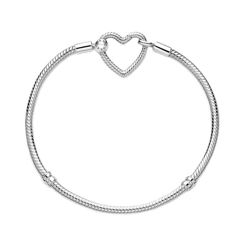 PANDORAPandora Moments Heart Closure Snake Chain Bracelet 599539C00 - 19 - Sterling Silver, 19cmBIJOUXEcecile