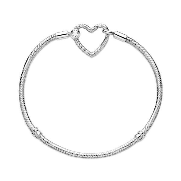 PANDORAPandora Moments Heart Closure Snake Chain Bracelet 599539C00 - 19 - Sterling Silver, 19cmBIJOUXEcecile