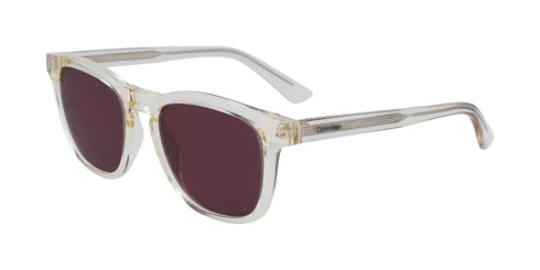 Calvin Klein CK23505S 272 C 52 Unisex-Sonnenbrille im Rechteckformat - nackter Rahmen, dunkelbraune Gläser