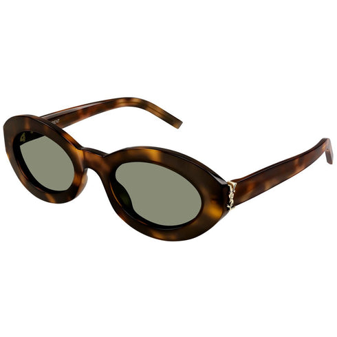 SAINT LAURENTSaint Laurent SLM136 Oval Sunglasses – 52 mm Acetate Frame, Green or Black Lenses, YSL Logo HingesEYEWEAREcecile