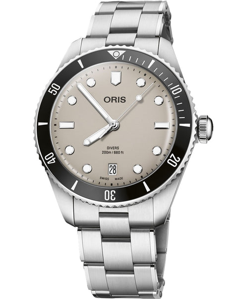 ORISOris Divers Date 39mm Men's Watch – Stainless Steel, Beige Dial, 200m Water ResistanceWATCHESEcecile