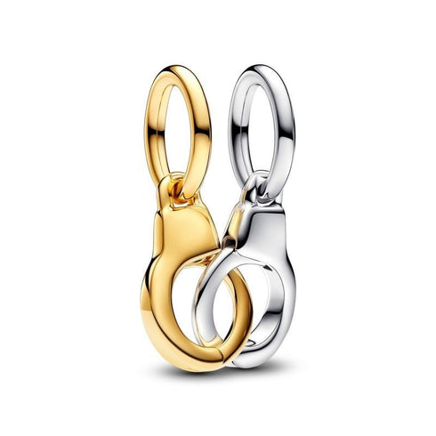 PANDORAPandora 763435C00 Openable & Splittable Handcuffs Dangle Charm - Two - ToneBIJOUXEcecile