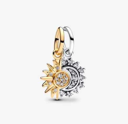 PANDORAPandora 763585C01 Splittable Sun & Moon Dangle Charm - Two - Tone Sterling Silver and 14k Gold Plating with Cubic ZirconiaBIJOUXEcecile