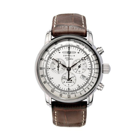 ZEPPELINZeppelin 7680 - 1 100 Years Chronograph Watch - Silver Dial, Brown LeatherWATCHESEcecile