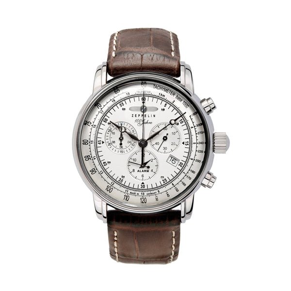 ZEPPELINZeppelin 7680 - 1 100 Years Chronograph Watch - Silver Dial, Brown LeatherWATCHESEcecile