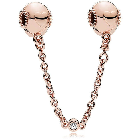 PANDORAPandora 787636CZ - 05 Rose Gold Embossed Hearts Safety Chain - 5cmBIJOUXEcecile