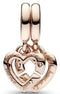 PANDORAPandora 789538C01 Linked Sister Hearts Split Dangle Charm - 14k Rose Gold - PlatedBIJOUXEcecile