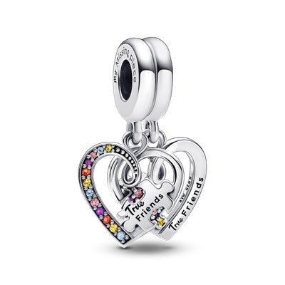 PANDORAPandora 792239C01 Puzzle Piece Hearts Splittable Friendship Dangle Charm - Sterling Silver with Multicolor StonesBIJOUXEcecile