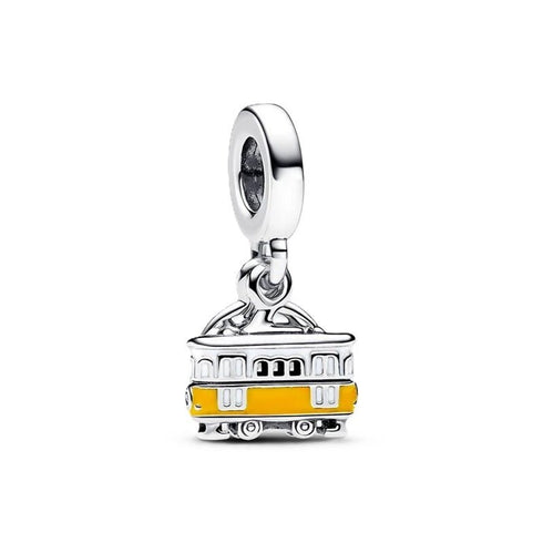 PANDORAPandora Lisbon Tram Engravable Double Dangle Charm 793333C01 - Sterling Silver, Yellow EnamelBIJOUXEcecile