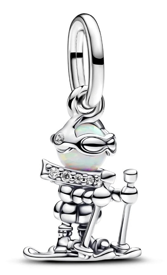 PANDORAPandora Moments Skier Dangle Charm 793514C01 - Sterling Silver with Lab - Created OpalBIJOUXEcecile