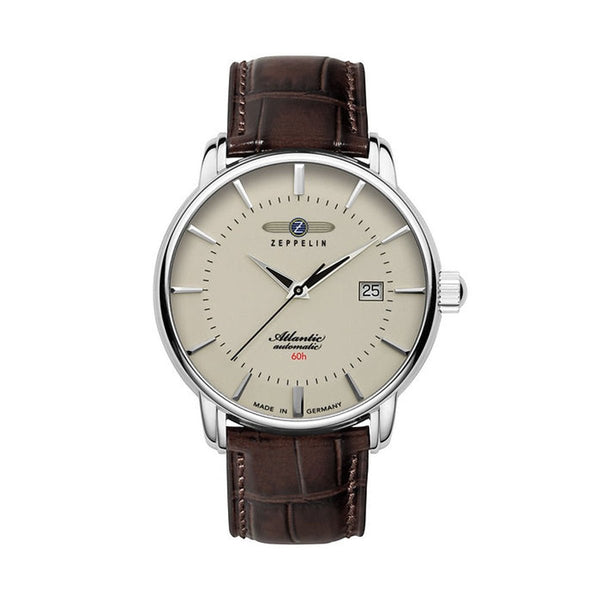 ZEPPELINZeppelin Atlantic Automatic 8460 - 5 Men's Watch - Beige Dial, Brown Leather StrapWATCHESEcecile