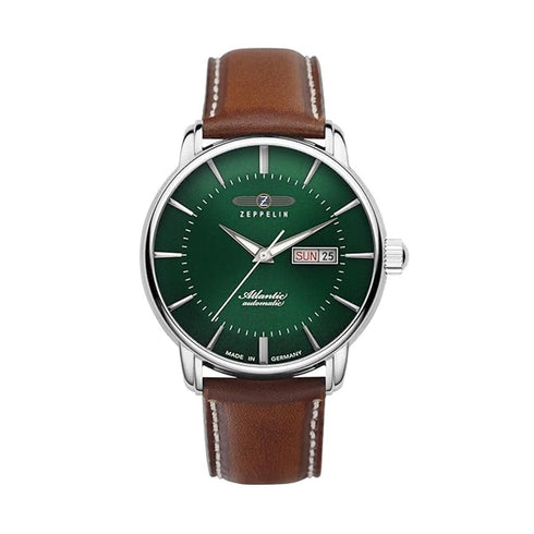 ZEPPELINZeppelin Atlantic Automatic 8466 - 4 Men's Watch - Green Dial, Brown Leather StrapWATCHESEcecile