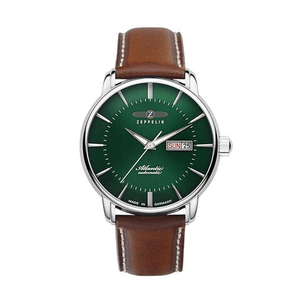 ZEPPELINZeppelin Atlantic Automatic 8466 - 4 Men's Watch - Green Dial, Brown Leather StrapWATCHESEcecile