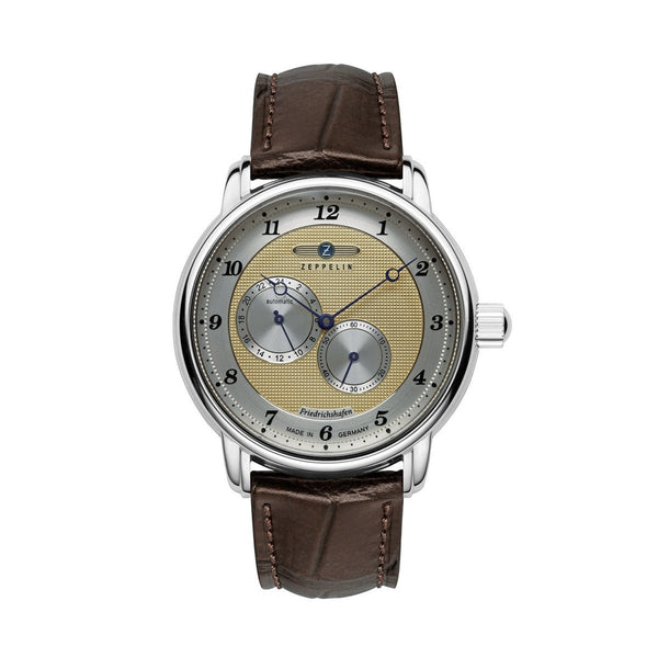 ZEPPELINZeppelin Friedrichshafen Automatic 8568 - 5 Men's Watch - Gold Dial, Brown Leather StrapWATCHESEcecile