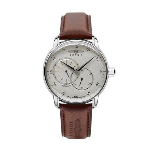 ZEPPELINZeppelin 8662 - 1 New Captain's Line Men's Automatic Watch – Silver Dial, Brown Leather StrapWATCHESEcecile