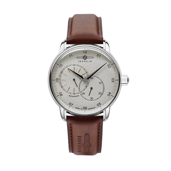 ZEPPELINZeppelin 8662 - 1 New Captain's Line Men's Automatic Watch – Silver Dial, Brown Leather StrapWATCHESEcecile