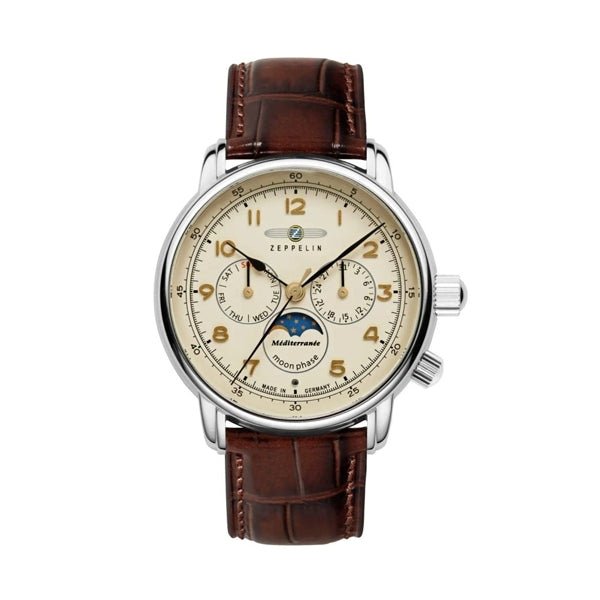 ZEPPELINZeppelin 9636 - 5 Méditerranée Moonphase Watch - Beige Dial, Brown LeatherWATCHESEcecile