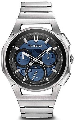 BULOVABulova Curv 96A205 Men's Chronograph Watch - Blue Dial, Stainless Steel BraceletWATCHESEcecile