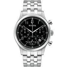 BULOVABulova Precisionist 96B357 Men's Chronograph Watch - Black Dial, Stainless Steel BraceletWATCHESEcecile