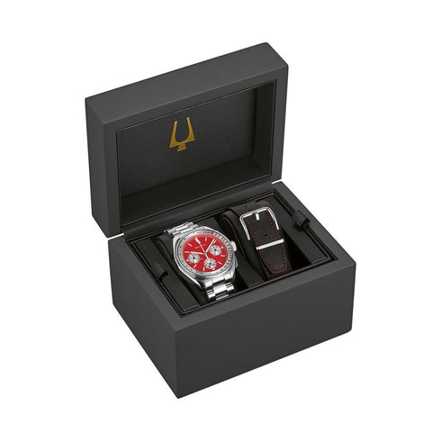 BULOVABulova Lunar Pilot 96K115 Men's Chronograph Watch – Red 'Blood Moon' Dial, Stainless Steel BraceletWATCHESEcecile