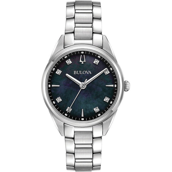 BULOVABulova Sutton 96P198 Women's Watch - Black Mother - of - Pearl Dial, Stainless Steel BraceletWATCHESEcecile