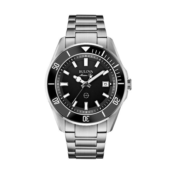 BULOVABulova Marine Star 98B203 Men's Watch - Black Dial, Stainless Steel BraceletWATCHESEcecile