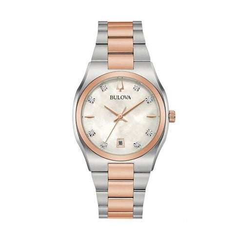 BULOVABulova Surveyor 98P199 Women's Diamond Watch - Mother - of - Pearl Dial, Two - Tone BraceletWATCHESEcecile