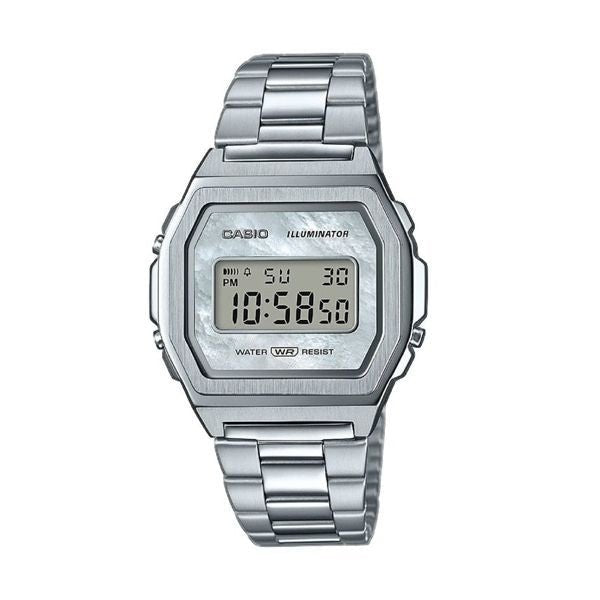 CASIO & VINTAGECasio Vintage A1000D - 7EF Unisex Watch - Silver Dial, Stainless Steel BraceletWATCHESEcecile