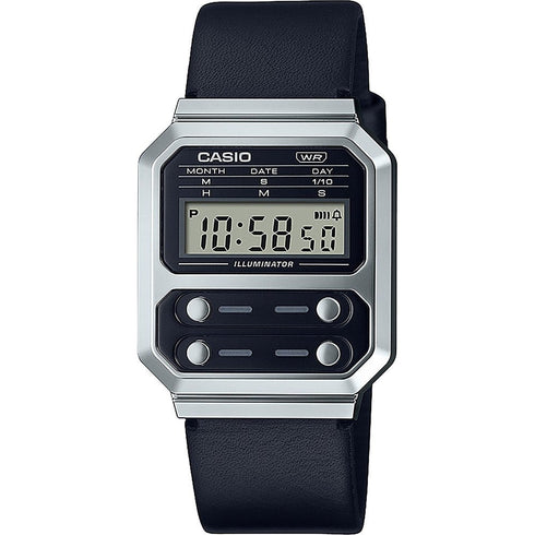CASIO & VINTAGECasio A100WEL - 1AEF Vintage Digital Watch - Stainless Steel Bracelet, Black DialWATCHESEcecile