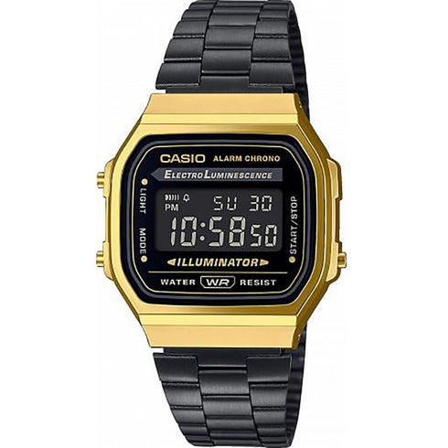 CASIO & VINTAGECasio Vintage A168WEGB - 1BEF Gold & Black Digital Watch - Stainless Steel BraceletWATCHESEcecile