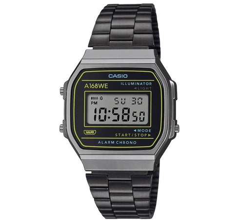 CASIO & VINTAGECasio A168WEHB - 1AEF Vintage Digital Watch - Black Dial, Stainless Steel BraceletWATCHESEcecile