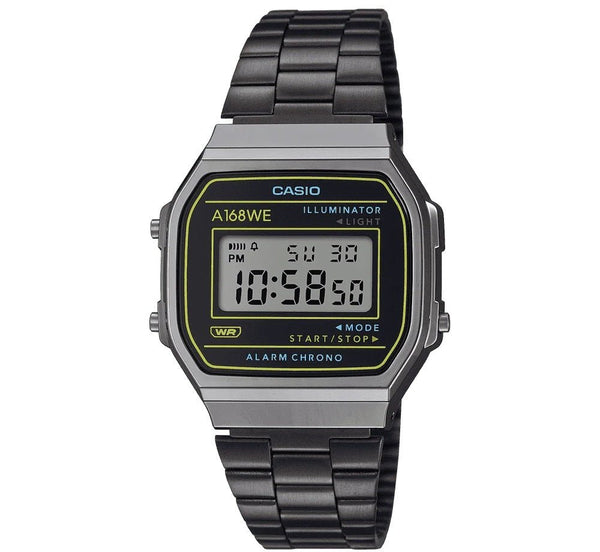 CASIO & VINTAGECasio A168WEHB - 1AEF Vintage Digital Watch - Black Dial, Stainless Steel BraceletWATCHESEcecile