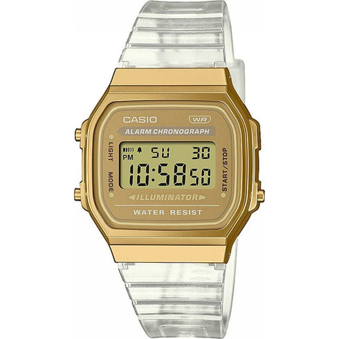 CASIO & VINTAGECasio A168XESG - 9AEF Unisex Digital Watch – Gold - Tone Case, Translucent Band, IlluminatorWATCHESEcecile