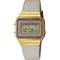 CASIO & VINTAGECasio A700WEGL - 7AEF Unisex Digital Watch - Gold - Tone Case with Beige Cloth StrapWATCHESEcecile