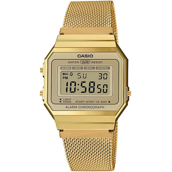 CASIO & VINTAGE: Casio Vintage A700WEMG - 9AEF Unisex Digital Watch – Gold - Tone Mesh BandWATCHESEcecile