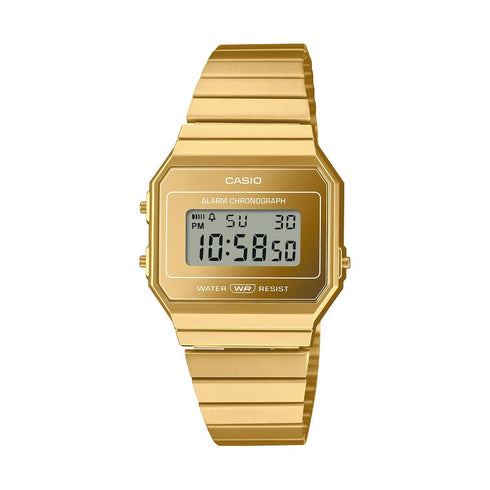 CASIO & VINTAGECasio A700WEVG - 9AEF Unisex Vintage Digital Watch, Gold - Tone Stainless Steel BandWATCHESEcecile