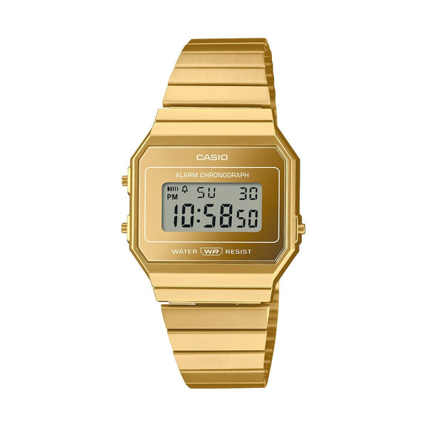 CASIO & VINTAGECasio A700WEVG - 9AEF Unisex Vintage Digital Watch, Gold - Tone Stainless Steel BandWATCHESEcecile