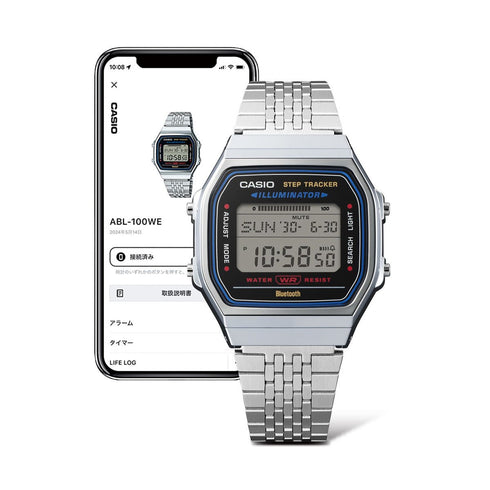 CASIO & VINTAGECasio Vintage Mod. Silver - Bluetooth® Smartphone Link W. Built - In Accelerometer Senses Body Movements + Steps CounterWATCHESEcecile
