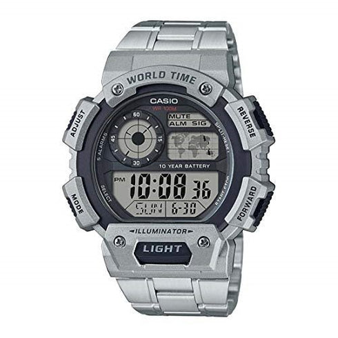 CASIO & VINTAGECasio AE - 1400WHD - 1AVDF Men's Digital Watch – 51mm Stainless Steel Band, World Time, 10 - Year Battery, 100M Water ResistanceWATCHESEcecile