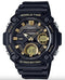 CASIO & VINTAGECasio AEQ - 120W - 9AVDF Men's Analog - Digital Watch – Black Resin Band, Gold DialWATCHESEcecile