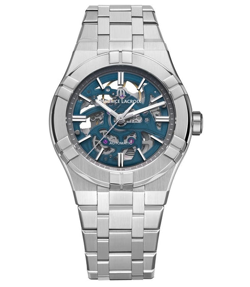 MAURICE LACROIXMaurice Lacroix AIKON Automatic Skeleton AI6007 - SS002 - 031 - 1 Men's Watch - Blue Skeleton Dial, Stainless Steel Case and BraceletWATCHESEcecile