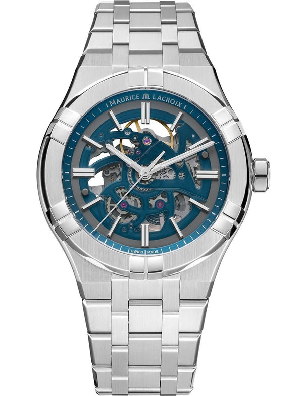 MAURICE LACROIXMaurice Lacroix Aikon Automatic Skeleton AI6008 - SS002 - 031 - 1 Men's Watch - Blue Skeleton Dial, Stainless Steel Case and BraceletWATCHESEcecile
