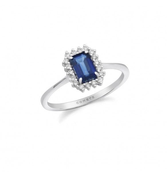 COMETEComete ANB2692 Regina Collection White Gold Sapphire & Diamond Ring 0.75 ctBIJOUXEcecile
