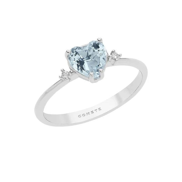 COMETEComete ANQ300 White Gold Aquamarine Heart Ring with Diamonds – 18 ktJEWELRYEcecile